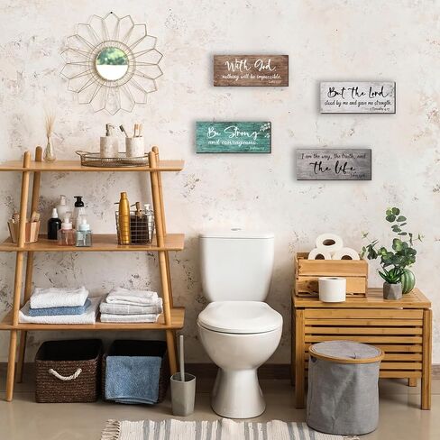 4 Pieces Motivational Religious Decor For Home Bible Verses Wall Decor Inspirational Wooden Christian Signs Rustic Farmhouse Prayer Decor for Living Room Office Bedroom Bathroom(Fresh,10x4") in Saudi Arabia