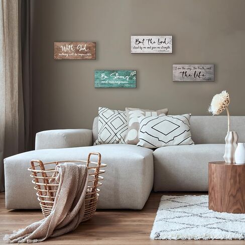 4 Pieces Motivational Religious Decor For Home Bible Verses Wall Decor Inspirational Wooden Christian Signs Rustic Farmhouse Prayer Decor for Living Room Office Bedroom Bathroom(Fresh,10x4") in Saudi Arabia