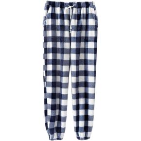 Womens Fuzzy Pajama Pants Warm Flannel Pj Bottoms Cute Plaid Sleepwear Pant Cozy Plush Sleep Pants in Saudi Arabia