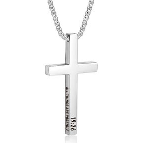 قلادة متقاطعة مخصصة للرجال والنساء من EDSG، قلادات متقاطعة محفورة حسب الطلب، قلادة آية الكتاب المقدس، هدايا عيد الحب للرجال والنساء in Kuwait