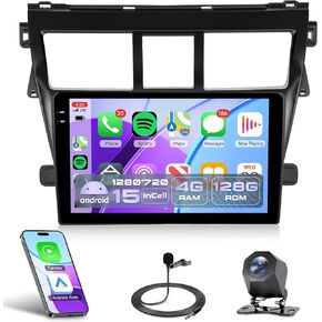 4G+64G Radio for Toyota Yaris VIOS 2007-2013 Rimoody Android 13 Car Stereo Wireless Carplay Andorid auto Mirror Link 9'' Touch Screen GPS Navigation WiFi Bluetooth FM EQ + AHD Backup Camera in Kuwait