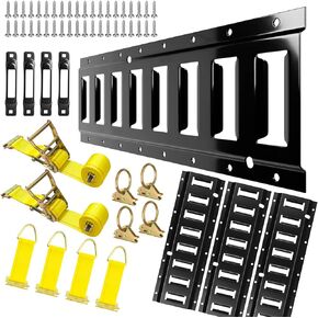 58 PCS E Track Tie-Down Rail Kit with Accessories - 16'' Etrack Rails System & Ratchet Trailer Tie Down Straps & Single Slots & Steel O-Ring Anchors & Rope Tie Offs, for Truck Bed, Trailers in Saudi Arabia
