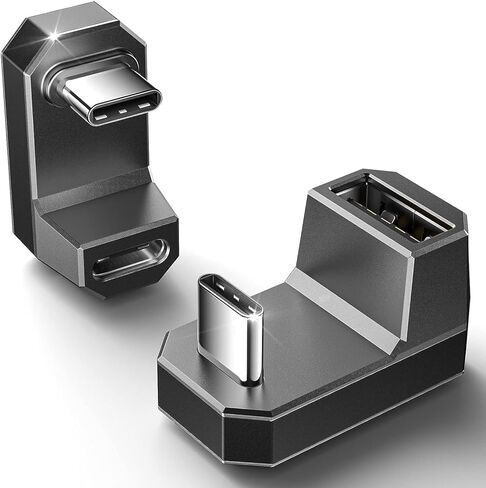 JSAUX 180° USB-C إلى USB-C محول 2 حزمة، زاوية 180 درجة USB-C ذكر إلى USB-C أنثى USB C 4.0 / PD 100W محول، متوافق مع ROG Ally، سطح البخار، التبديل، الكمبيوتر المحمول، الكمبيوتر اللوحي، الهاتف و المزيد - أبيض in Kuwait