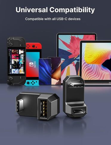 JSAUX 180° USB-C إلى USB-C محول 2 حزمة، زاوية 180 درجة USB-C ذكر إلى USB-C أنثى USB C 4.0 / PD 100W محول، متوافق مع ROG Ally، سطح البخار، التبديل، الكمبيوتر المحمول، الكمبيوتر اللوحي، الهاتف و المزيد - أبيض in Kuwait