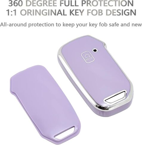 OFFCURVE متوافق مع غطاء Kia Key Fob مع سلسلة مفاتيح لـ Cerato Ceed Forte NIRO Sorento Seltos Sportage Soul Telluride Key Fob غطاء حماية 360 درجة حامل مفاتيح، أرجواني in Saudi Arabia