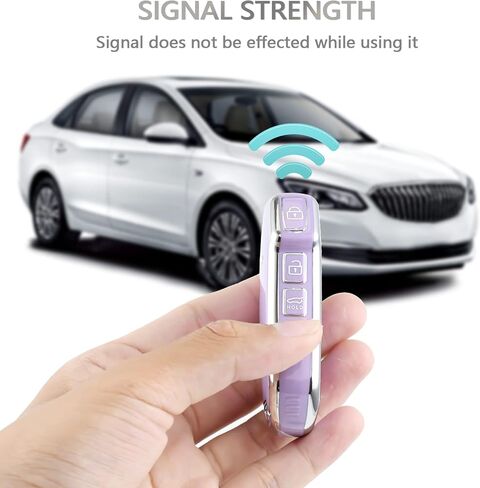 OFFCURVE متوافق مع غطاء Kia Key Fob مع سلسلة مفاتيح لـ Cerato Ceed Forte NIRO Sorento Seltos Sportage Soul Telluride Key Fob غطاء حماية 360 درجة حامل مفاتيح، أرجواني in Saudi Arabia