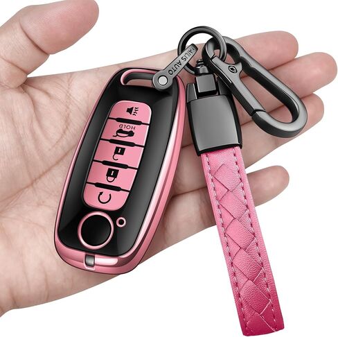 Sindeda for Nissan Key fob Cover with Leather Keychain Soft TPU Full Cover Protection,for 2023 2024 2025 Pathfinder Rogue Kicks Key Fob Shell (Red, 3 Buttons) in Saudi Arabia