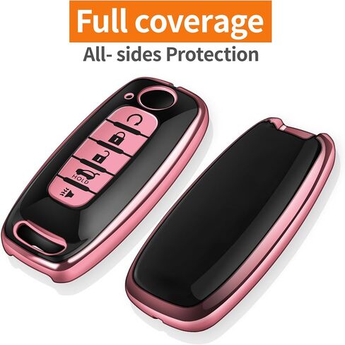 Sindeda for Nissan Key fob Cover with Leather Keychain Soft TPU Full Cover Protection,for 2023 2024 2025 Pathfinder Rogue Kicks Key Fob Shell (Red, 3 Buttons) in Saudi Arabia