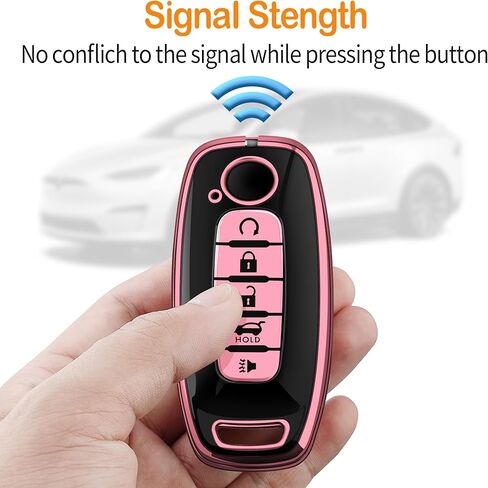 Sindeda for Nissan Key fob Cover with Leather Keychain Soft TPU Full Cover Protection,for 2023 2024 2025 Pathfinder Rogue Kicks Key Fob Shell (Red, 3 Buttons) in Saudi Arabia