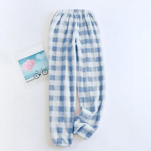 Womens Flannel Plaid Pajama Pants Soft Wide Leg Baggy Style with Elastic Waist Cute Pockets in Saudi Arabia
