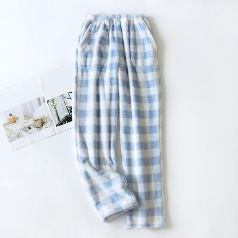 Womens Flannel Plaid Pajama Pants Soft Wide Leg Baggy Style with Elastic Waist Cute Pockets in Saudi Arabia