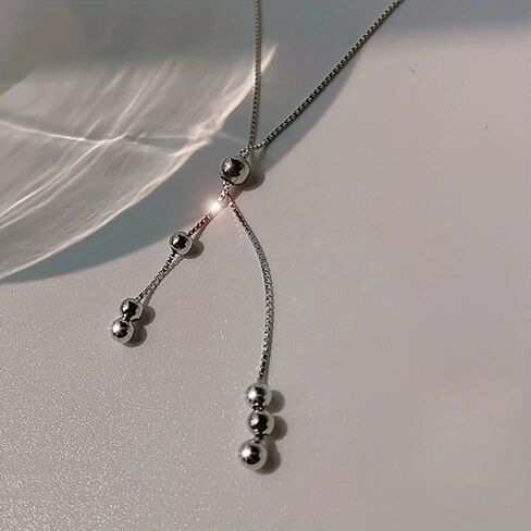 Dainty Sterling Silver Necklace Layered Drop Simple Y-Shaped Chain Stack Necklace Jewelry For Women Gift in Saudi Arabia