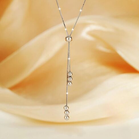 Dainty Sterling Silver Necklace Layered Drop Simple Y-Shaped Chain Stack Necklace Jewelry For Women Gift in Saudi Arabia
