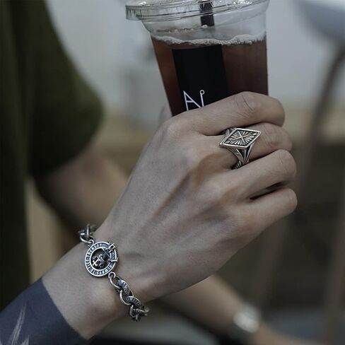 Sterling Silver Star Cross Ring, Vintage S925 Adjustable Band, Gothic Punk Style in Kuwait