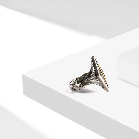 Sterling Silver Star Cross Ring, Vintage S925 Adjustable Band, Gothic Punk Style in Kuwait