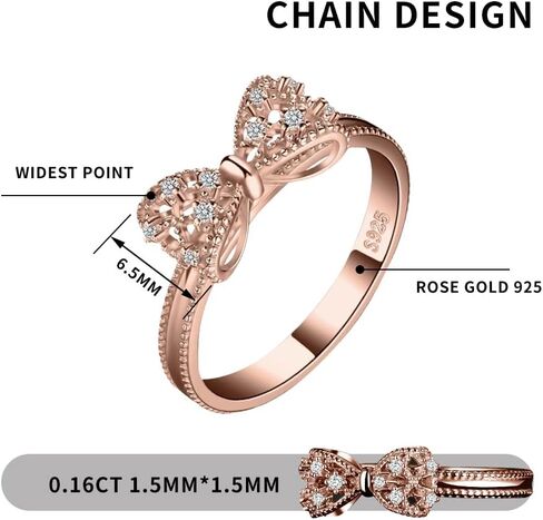 925 Sterling Silver Women's Ring, Cubic Zirconia Bow Women's Promise Ring, Stackable Wedding Band 5-10 in Saudi Arabia