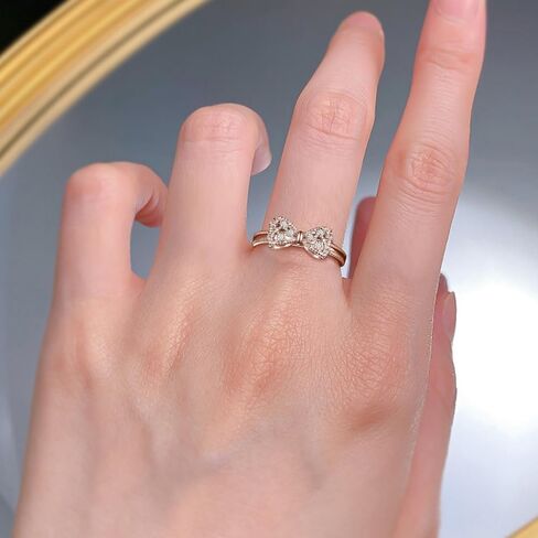 925 Sterling Silver Women's Ring, Cubic Zirconia Bow Women's Promise Ring, Stackable Wedding Band 5-10 in Saudi Arabia
