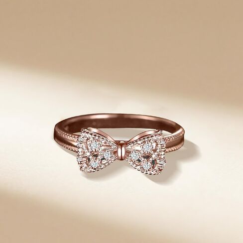 925 Sterling Silver Women's Ring, Cubic Zirconia Bow Women's Promise Ring, Stackable Wedding Band 5-10 in Saudi Arabia