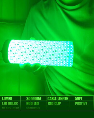 Underwater Green Fishing Light, 50FT Cord 30000LM LED Night Fishing Finder Attractor, IP68 Submersible Lamp with Battery Clips Cigarette Charger Plug in Saudi Arabia