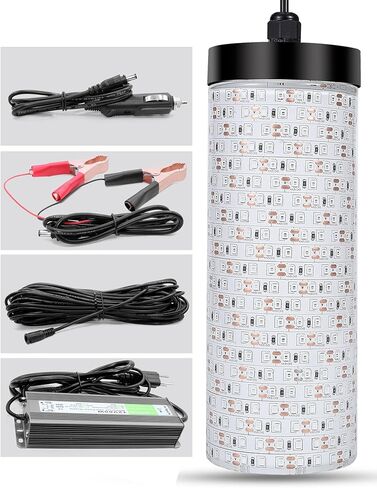 Underwater Green Fishing Light, 50FT Cord 30000LM LED Night Fishing Finder Attractor, IP68 Submersible Lamp with Battery Clips Cigarette Charger Plug in Saudi Arabia
