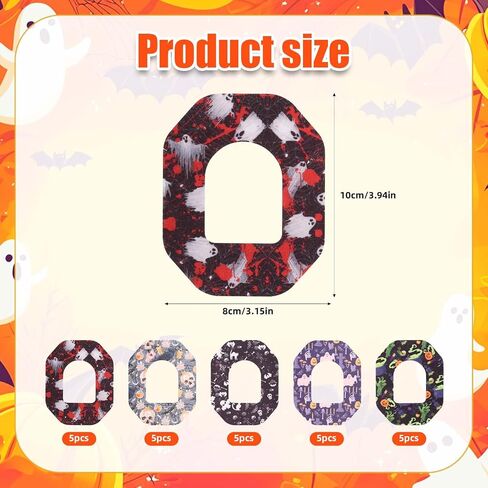 25pcs Adhesive Patches for Omnipod 5, Non-Woven Fabric Waterproof Breathable Overpatches Bandages Halloween Style Design Sensor Covers Compatible with Omnipod 5 in Saudi Arabia