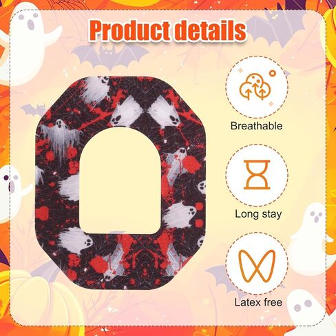 25pcs Adhesive Patches for Omnipod 5, Non-Woven Fabric Waterproof Breathable Overpatches Bandages Halloween Style Design Sensor Covers Compatible with Omnipod 5 in Saudi Arabia