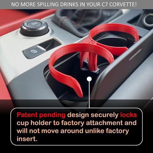 GOYU SecureLock Cup Holder for C7 Corvette (2014-2019), Patent Pending Locking Design, Extendable & Flexible Holders, Easy Installation, Made in USA (Black) in Saudi Arabia