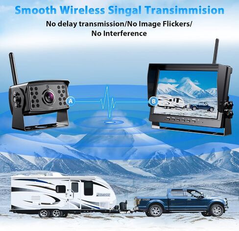 eRapta Magnetic Solar Wireless Backup Camera 7" Portable Installation HD 1080P IPS Monitor Rechargeable Reverse Camera System for RV Truck Trailer Camper Hitching Gooseneck Horse Car Vehicle 701 in Saudi Arabia