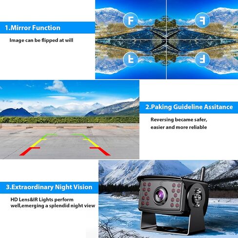 eRapta Magnetic Solar Wireless Backup Camera 7" Portable Installation HD 1080P IPS Monitor Rechargeable Reverse Camera System for RV Truck Trailer Camper Hitching Gooseneck Horse Car Vehicle 701 in Saudi Arabia