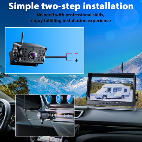 eRapta Magnetic Solar Wireless Backup Camera 7" Portable Installation HD 1080P IPS Monitor Rechargeable Reverse Camera System for RV Truck Trailer Camper Hitching Gooseneck Horse Car Vehicle 701 in Saudi Arabia