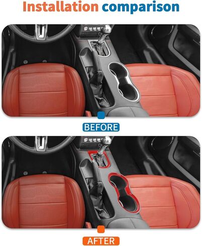 JeCar حامل الكأس الأحمر غطاء ناقل الحركة ملحقات داخلية لسيارة Ford Mustang 2015-2023، قطعتان in Kuwait
