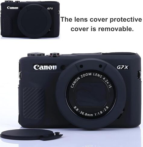 غلاف كاميرا G7x Mark II ، غطاء العدسات القابلة للإزالة G7x غطاء السيليكون لـ Canon PowerShot G7x II ، G7x ، حالة السيليكون الرخو الخفيف - السحر الأسود in Kuwait