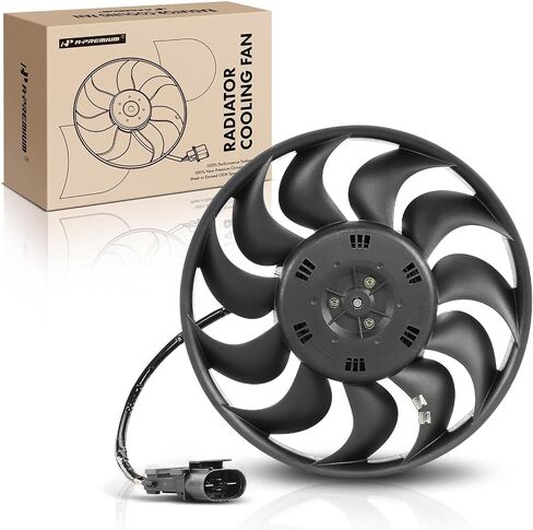 A-Premium Left Engine Radiator Cooling Fan Assembly with Brushless Motor Compatible with Select Audi Models - A8 Quattro 2004-2010, S8 2007-2010 - Replace# 4E0959455G in Saudi Arabia