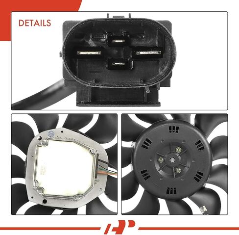 A-Premium Left Engine Radiator Cooling Fan Assembly with Brushless Motor Compatible with Select Audi Models - A8 Quattro 2004-2010, S8 2007-2010 - Replace# 4E0959455G in Saudi Arabia