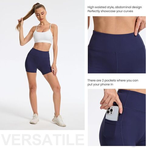 Women's High Waist Workout Shorts Breathable Dolphin Split Elastic Lounge Yoga Shorts with Pockets in Saudi Arabia