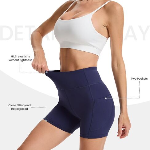 Women's High Waist Workout Shorts Breathable Dolphin Split Elastic Lounge Yoga Shorts with Pockets in Saudi Arabia