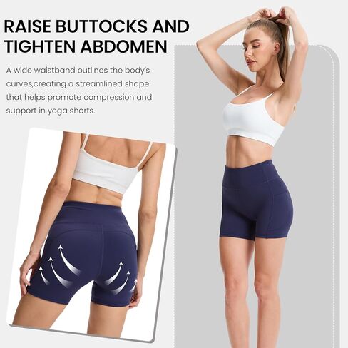 Women's High Waist Workout Shorts Breathable Dolphin Split Elastic Lounge Yoga Shorts with Pockets in Saudi Arabia