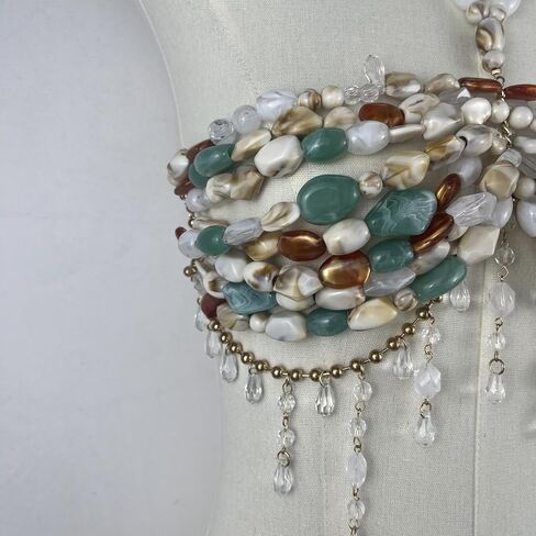 Beaded Halter Top Hanging Neck Camisole Undershirt Female Outwear Inside Bust Bustier Jewelry Beaded Body Chain Tops in Saudi Arabia