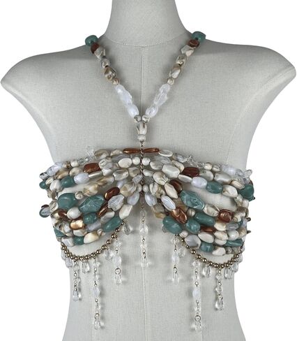 Beaded Halter Top Hanging Neck Camisole Undershirt Female Outwear Inside Bust Bustier Jewelry Beaded Body Chain Tops in Saudi Arabia