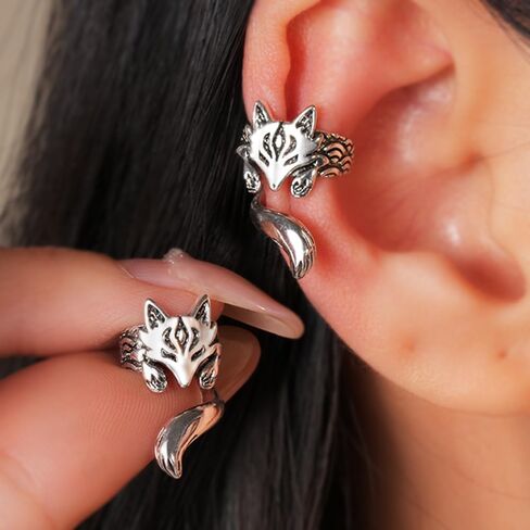 Vintage Fox Ear Cuffs for Women Anti Color Clip Earrings in Saudi Arabia
