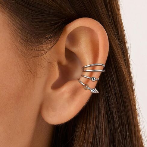 Xpircn 10 قطع حلقة شفاه وهمية لأسنان مصاصي الدماء، ثقب شفاه وهمي قابل للتعديل غير ثقب الشفاه الكفة الأذن أقراط الكفة الحاجز وهمية الأنف ثقب المجوهرات للنساء الرجال in Kuwait