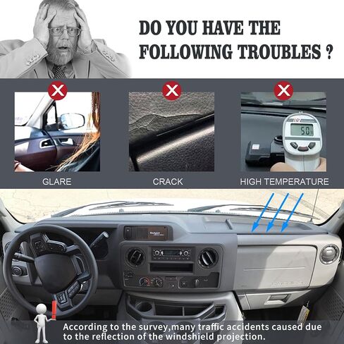 Dashboard Cover Custom Fit for Ford Econoline E150 E250 E350 E450 Super Duty Wagon Cargo Van 2009-2015,Dash Cover Mat Pad Carpet Protector (Dark Gray) in Kuwait
