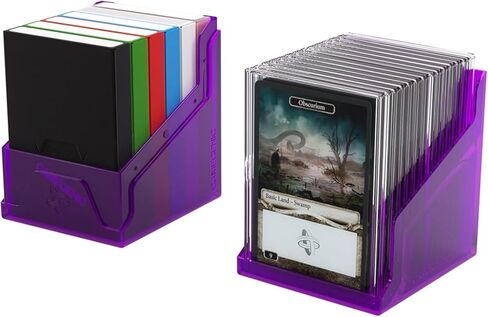 Gamegenic Bastion 100+ XL Deck Box - صغير الحجم وآمن ومنظم بشكل مثالي لبطاقات التداول الخاصة بك! تحمي بأمان أكثر من 100 بطاقة ذات أكمام مزدوجة، لون أرجواني، مصنوعة in Kuwait