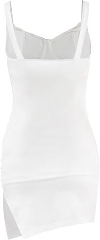 فستان Sedmoda النسائي المثير بدون أكمام Bodycon قصير بدون ظهر مزين بالدانتيل وفتحة جانبية فستان قصير للحفلات in Kuwait