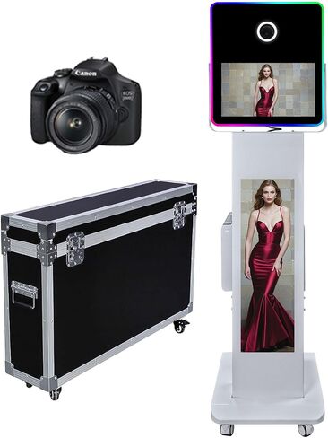 LCD Camera Photo كشك مع 15.6 "مرآة اللمس شاشة التحكم مرآة صورة مرآة صورة شخصية Selfie Station Shell Stand DIY Machine مع ضوء RGB (كشك الصور+طابعة مصغرة) in Kuwait