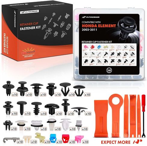 A-Premium 240 PCS (24 Sizes) Car Retainer Clips Kit Compatible with Honda Element 2003-2011 Bumper Fender Hood Insulation Rear Panel Auto Push Pin Plastic Rivet Fastener Replacement Set w/Removal Tool in Saudi Arabia