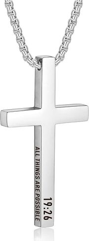 قلادة متقاطعة مخصصة للرجال والنساء من EDSG، قلادات متقاطعة محفورة حسب الطلب، قلادة آية الكتاب المقدس، هدايا عيد الحب للرجال والنساء in Kuwait