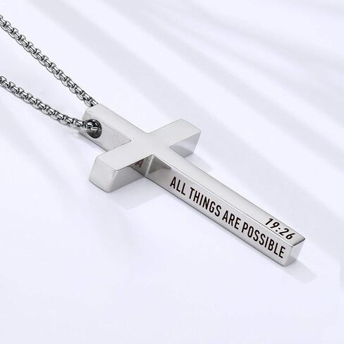قلادة متقاطعة مخصصة للرجال والنساء من EDSG، قلادات متقاطعة محفورة حسب الطلب، قلادة آية الكتاب المقدس، هدايا عيد الحب للرجال والنساء in Kuwait