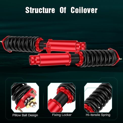 SCITOO Coilover Suspensions Shock Struts Kits Assembly Shocks Struts fit for 2003-2007 for Mazda 6 - Red in Saudi Arabia