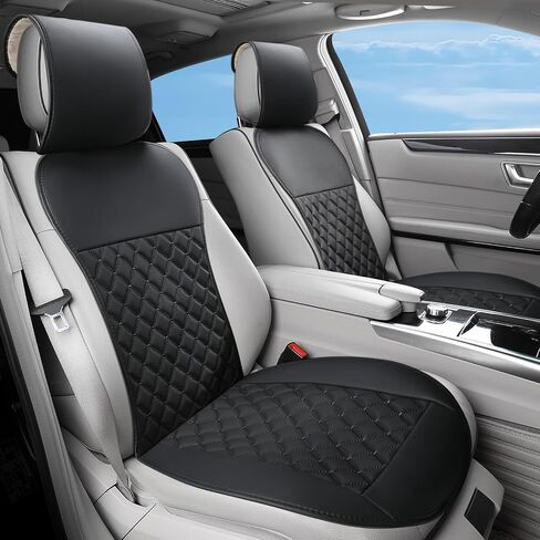 2pcs Car Seat Covers,Leather Water Proof Material No Slip Soft Car Seat Protector Side not Wrapped,for Car with Airbags,Seat Covers Universal for Most Automotive,Suvs,Vans,Trucks (Black) in Saudi Arabia